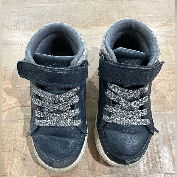 Carters navy blue brown leather high top supportive sneaker tennis shoes boys - Picture 4 of 14